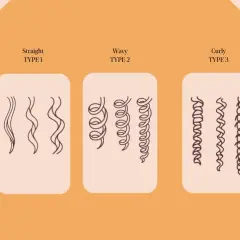 Illustration av rakt, vågigt och lockigt hår, typ 1, 2 och 3. Perfekt för att förstå curly girl metoden.