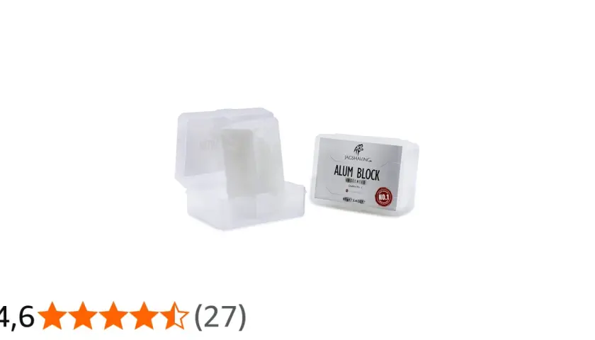 Alunsten för rakning, en vit sten i ett genomskinligt fodral. Perfekt för att stoppa små blödningar efter rakning.